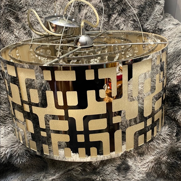 Modern Black and Gold Pendant Light/Chandelier with Crystal Accents - Picture 11 of 16